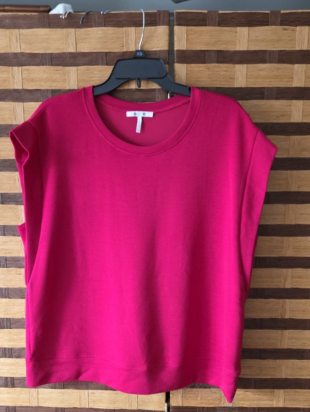 Three Dots Fuchsia Cap-Sleeve Sweatshirt Top